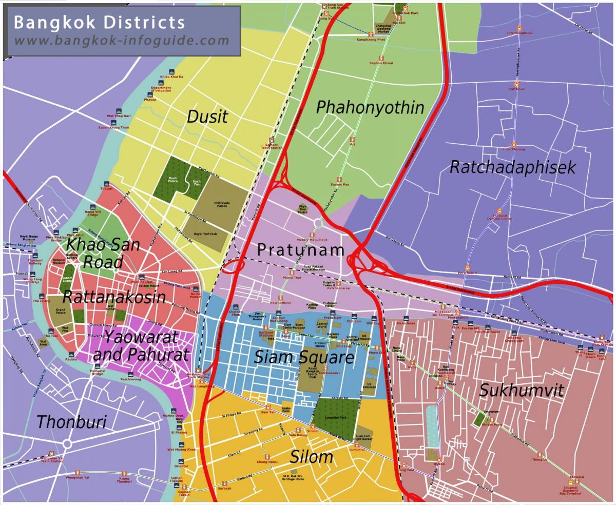 karta över bangkok och omgivande områden