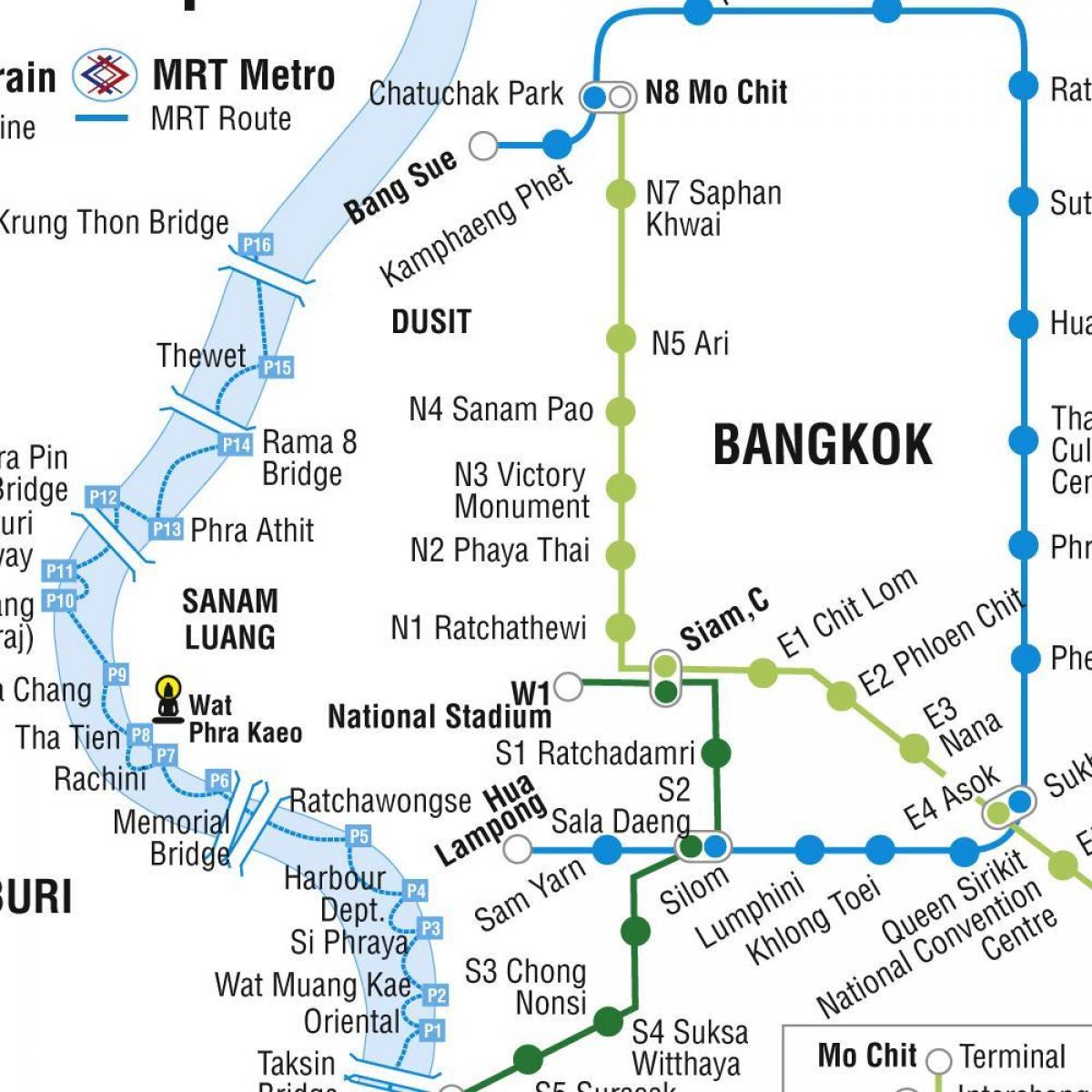 karta över bangkok tunnelbanan och skytrain-stationen