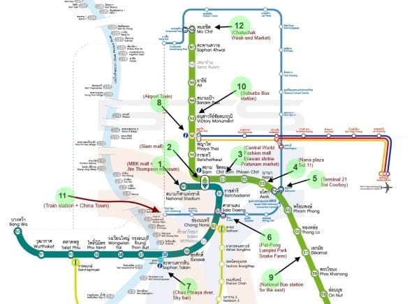 karta över bangkok bts karta med sevärdheter