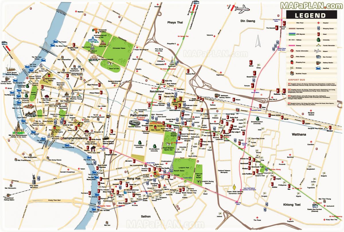 bangkoks viktigaste sevärdheter karta