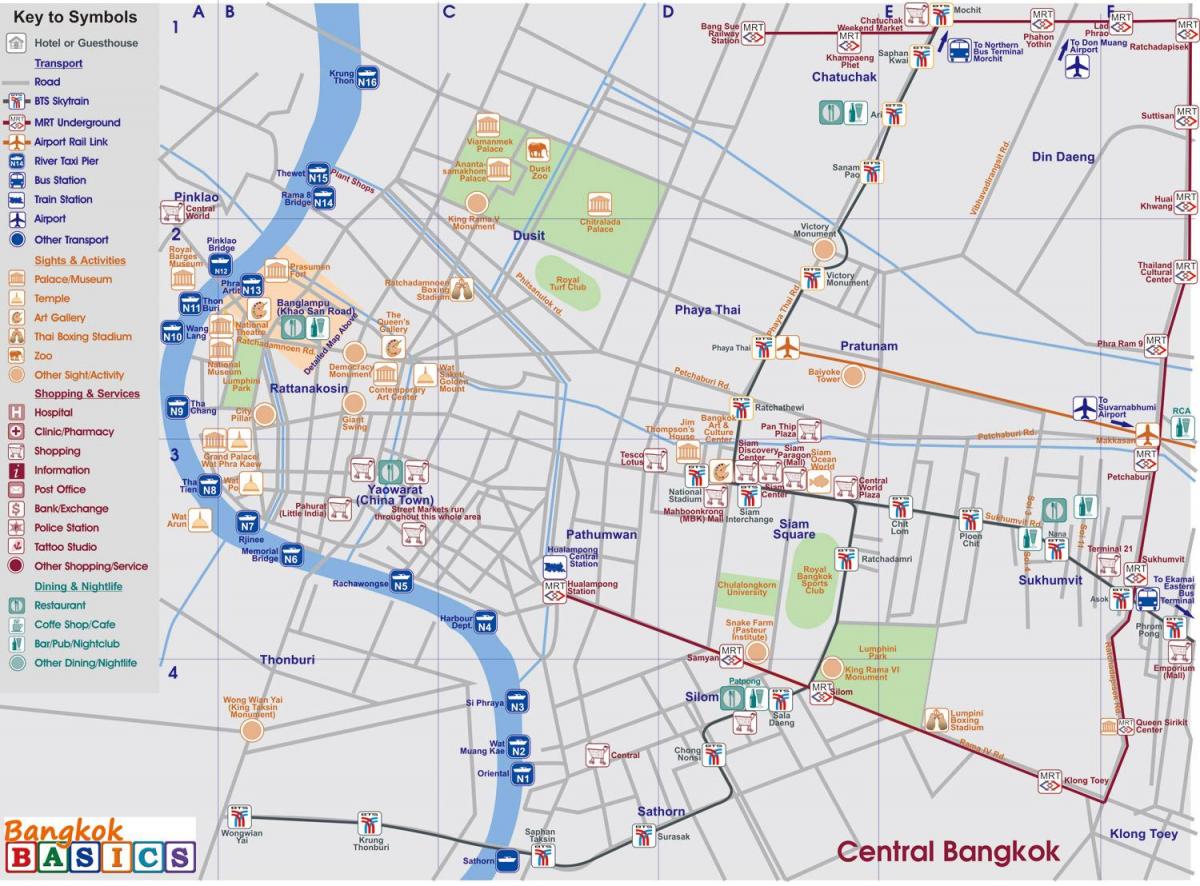 karta över centrala bangkok