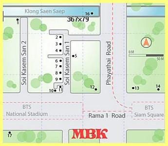 mbk shopping mall i bangkok karta