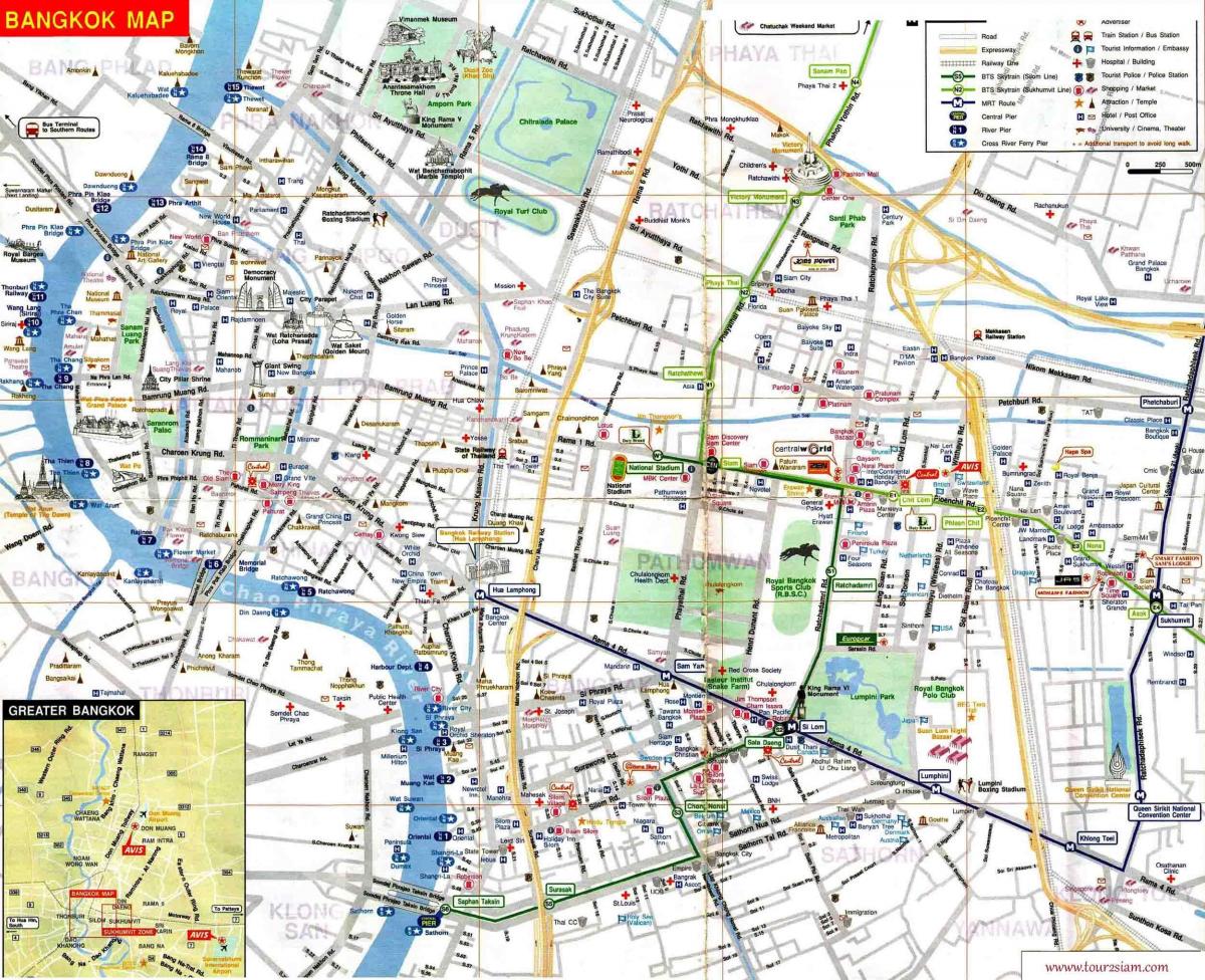 bangkok turist karta engelska