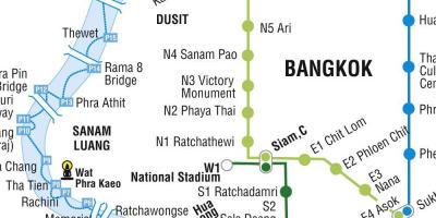 Karta över bangkok tunnelbanan och skytrain-stationen