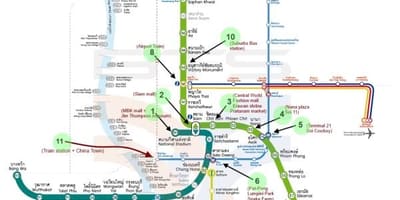 Karta över bangkok bts karta med sevärdheter